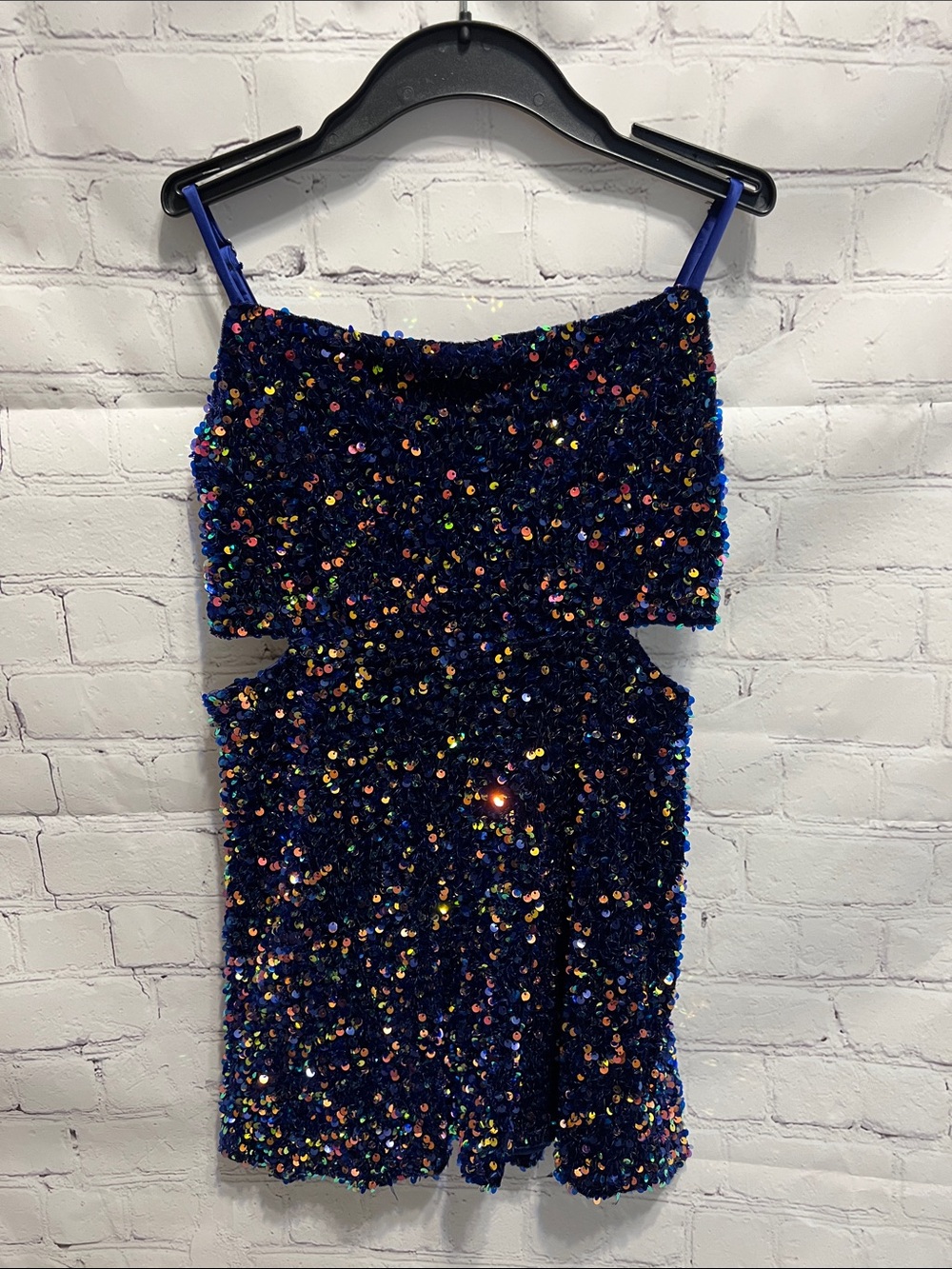 Girls Navy Sequin Party Dress